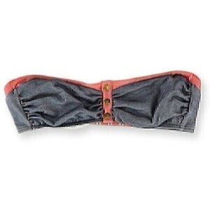 TOMMY HILFIGER Bandeau Bra Underwire Navy Blue Coral Orange Strapless Bikini TOP